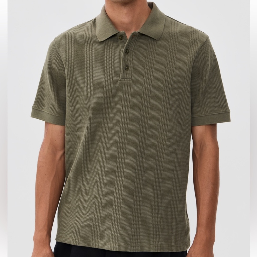 Vince Variegated Texture Polo in Dome